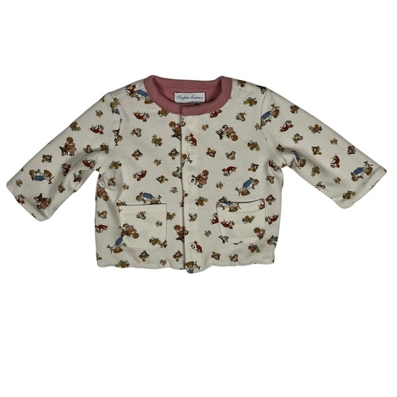 Ralph Lauren Baby Polo Bear Reversible Jacket Pink & Cream Size 3 M - Picture 1 of 10